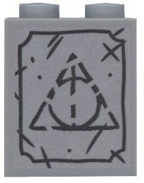 LEGO onderdeel Brick 1 x 2 x 2 with Inside Stud Holder with Triangle Tombstone Pattern (Sticker) - Set 75965 (3245cpb106)
