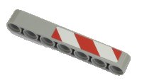 LEGO part Technic, Liftarm Thick 1 x 7 with Red and 2 White Danger Stripes Pattern Model Right Side (Sticker) - Set 42043 32524pb028R