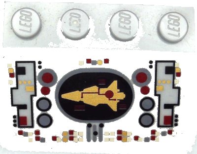 LEGO onderdeel Slope 33 3 x 4 with Control Panel with Gold Spaceship Pattern (Sticker) - Set 8039 (3297pb035)