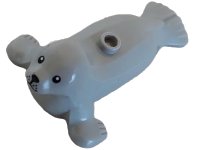 LEGO onderdeel Seal with Stud on Back with Black Eyes, Nose, Mouth and Whisker Dots Pattern 3380pb01