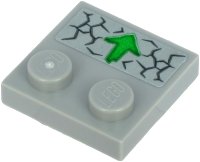 LEGO part Tile, Modified 2 x 2 with Studs on Edge with Green Arrow and Cracks Pattern (Sticker) - Sets 71717 / 71721 33909pb004