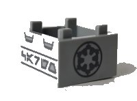 LEGO onderdeel Container, Box 2 x 2 x 1 - Top Opening with Flat Inner Bottom with Dark Bluish Gray SW Imperial Logo and Aurebesh Characters 'CARGO' Pattern 35700pb05