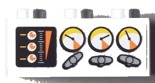 LEGO onderdeel Brick 1 x 3 with Gauges and Valves Pattern (Sticker) - Set 60002 (3622pb041)