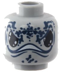 LEGO part Minifigure, Head Alien with Large Black Eyes, Wide Mouth And Dark Blue Spots Pattern (Atlantis Manta Ray) 3626pb0397