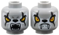 LEGO onderdeel Minifigure, Head Dual Sided Alien Chima Wolf with Yellow Eyes, Black Scars, Fangs, Closed Mouth / Open Mouth Pattern (Worriz) 3626pb0864