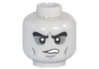 LEGO part Minifigure, Head Alien with Black Bushy Eyebrows, Dark Bluish Gray Sunken Eyes, Cheek Lines, Frown with Teeth Pattern 3626pb1791