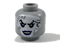 LEGO part Minifigure, Head Female White Face with Dark Bluish Gray Tattoos, Dark Purple Eye Shadow and Lips Pattern 3626pb2115