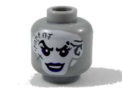 LEGO onderdeel Minifigure, Head Female White Face with Dark Bluish Gray Tattoos, Dark Purple Eye Shadow and Lips Pattern (3626pb2115)