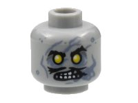 LEGO part Minifigure, Head Alien Zombie Black Eyebrows and Moustache, Yellow Eyes, Open Mouth with Teeth, Sand Blue Streaks Pattern - Hollow Stud 3626pb3063