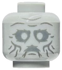 LEGO onderdeel Minifigure, Head Alien Dark Bluish Gray Cheek Lines, Chin Dimple, and Wrinkles, Sunken Eyes and Mouth Pattern (HP Statue of Slytherin Face) - Vented Stud 3626pb3452
