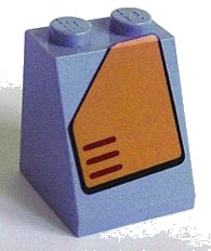 LEGO onderdeel Slope 65 2 x 2 x 2 with Bottom Tube with Orange Panel with Cut Top Left Corner Pattern (Sticker) - Set 7708 3678bpb007