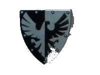 LEGO onderdeel Minifigure, Shield Triangular  with Black and Silver Falcon and Rivets Pattern 3846pb031