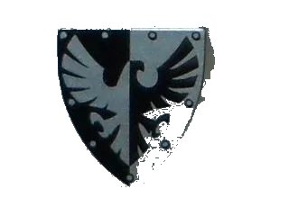 LEGO onderdeel Minifigure, Shield Triangular  with Black and Silver Falcon and Rivets Pattern (3846pb031)