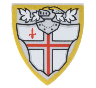 LEGO onderdeel Minifigure, Shield Triangular  with Red St. George's Cross and Helmet with Face Grille Pattern (3846pb032)
