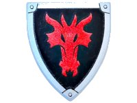 LEGO part Minifigure, Shield Triangular  with Red Dragon Head on Black Background Pattern 3846pb035