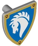 LEGO part Minifigure, Shield Triangular Short with White Horse on Blue Background with Gold Border Pattern - set 31168 3846pb079