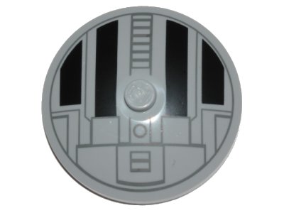 LEGO part Dish 4 x 4 Inverted (Radar) with Solid Stud with Star Wars TIE Hatch Black and Dark Bluish Gray Pattern (3960pb051)