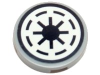 LEGO part Tile, Round 2 x 2 with SW Republic Logo, Black Border, Thick Gaps Pattern (Sticker) - Sets 7676 / 7751 / 8014 / 9498 / 10195 / 75021 4150pb002b