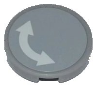 LEGO part Tile, Round 2 x 2 with White Curved Arrow Double on Light Bluish Gray Background Pattern (Sticker) - Set 60018 4150pb125