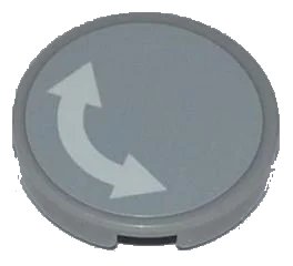 LEGO onderdeel Tile, Round 2 x 2 with White Curved Arrow Double on Light Bluish Gray Background Pattern (Sticker) - Set 60018 (4150pb125)