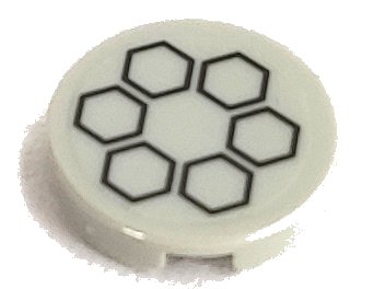 LEGO onderdeel Tile, Round 2 x 2 with 6 Black Hexagons Pattern (Sticker) - Sets 79102 / 79104 (4150pb152)