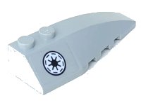 LEGO part Wedge 6 x 2 Right with Black and White SW Galactic Republic Symbol with Thin Border Pattern (Sticker) - Sets 7669 / 7868 41747pb036