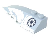 LEGO part Wedge 6 x 2 Left with Black and White SW Galactic Republic Symbol with Thin Border Pattern (Sticker) - Sets 7669 / 7868 41748pb036