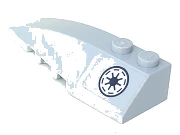 LEGO onderdeel Wedge 6 x 2 Left with Black and White SW Galactic Republic Symbol with Thin Border Pattern (Sticker) - Sets 7669 / 7868 (41748pb036)