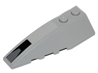LEGO onderdeel Wedge 6 x 2 Left with Black Rectangle and Dark Bluish Gray Trapezoid Pattern (Sticker) - Set 75022 (41748pb055)