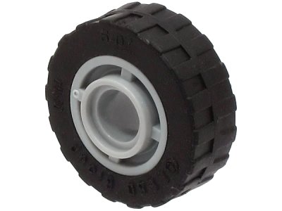 LEGO onderdeel Wheel 11mm D. x 8mm with Center Groove with Black Tire 17.5mm D. x 6mm with Shallow Staggered Treads - Band Around Center of Tread (42610 / 92409) (42610c03)