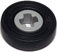LEGO part Technic Bush 1/2 Smooth with Black Tire 14mm D. x 4mm Smooth Small Single with Number Embossed on Side (4265c / 59895) 4265cc01