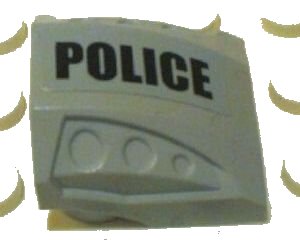 LEGO part Slope, Curved 2 x 2 with Debossed Side Ports with Black 'POLICE' Pattern Model Left Side (Sticker) - Set 7899 (44675pb005L)