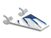 LEGO onderdeel Flag 2 x 2 Trapezoid with Blue, Dark Blue, and Silver Mechanical Wing Pattern on Both Sides 44676pb064