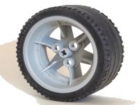 LEGO part Wheel 56mm D. x 34mm Technic Racing Medium, 3 Pin Holes with Black Tire 68.8 x 36 ZR (44772 / 44771) 44772c01