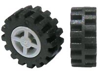 LEGO part Wheel 8mm D. x 6mm with Black Tire 15mm D. x 6mm Offset Tread Small - Band Around Center of Tread (4624 / 87414) 4624c06