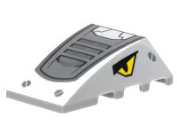 LEGO onderdeel Wedge 4 x 4 Triple Curved No Studs with Dark Bluish Gray and Silver Armor, Screws, Yellow Eyes Pattern 47753pb117