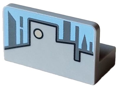 LEGO onderdeel Panel 1 x 2 x 1 with Light Blue Sky and Gray Skyline Pattern (4865pb057)