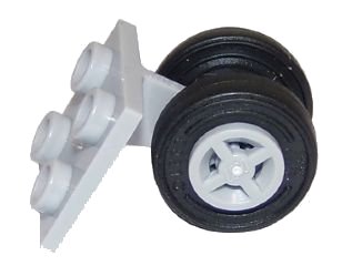 LEGO onderdeel Plate, Modified 2 x 2 Thin with Dual Wheels Holder - Split Pins with Light Bluish Gray Wheels and Black Tires (4870 / 4624 / 59895) (4870c07)
