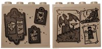 LEGO part Brick 1 x 4 x 3 with Gray Paintings, Letter Holder with List, Drawings of Dragons, Zombie and Castle Pattern on Both Sides (Stickers) - Set 75810 49311pb009