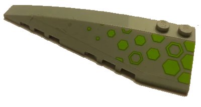 LEGO onderdeel Wedge 10 x 3 Left with Lime Hexagons on Transparent Background Pattern (Sticker) - Set 76040 (50955pb027)