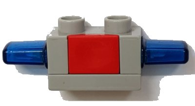 LEGO part Duplo Siren with Light and Sound, 1 x 2 Base with Red Button and Trans-Dark Blue Light Covers (52189c02)