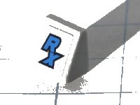 LEGO part Slope 30 1 x 1 x 2/3 with Blue 'RX' Pattern (Sticker) - Set 8120 54200pb014