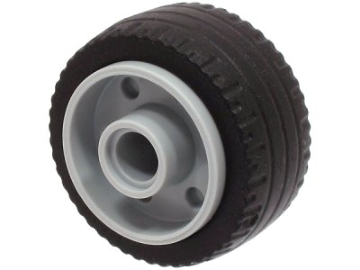 LEGO part Wheel 18mm D. x 14mm with Pin Hole, Fake Bolts and Shallow Spokes with Black Tire 24 x 12 Low (55981 / 18977) (55981c08)