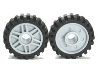 LEGO part Wheel 18mm D. x 8mm with Fake Bolts and Shallow Spokes with Black Tire 24mm D. x 7mm Offset Tread - Band Around Center of Tread (56902 / 61254) 56902c01