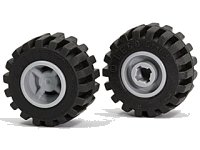 LEGO part Wheel 11mm D. x 12mm, Hole Notched for Wheels Holder Pin with Black Tire Offset Tread Small Wide (6014b / 6015) 6014bc01