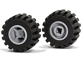LEGO part Wheel 11mm D. x 12mm, Hole Notched for Wheels Holder Pin with Black Tire Offset Tread Small Wide (6014b / 6015) (6014bc01)