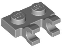 LEGO onderdeel Plate, Modified 1 x 2 with 2 U Clips (Horizontal Grip) 60470a