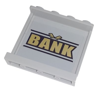 LEGO onderdeel Panel 1 x 4 x 3 with Side Supports - Hollow Studs with Black and Gold 'BANK' Pattern on Inside (Sticker) - Set 60198 (60581pb134)
