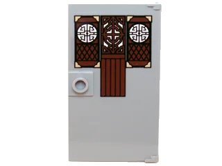 LEGO onderdeel Door 1 x 4 x 6 with Stud Handle with Cut-out Wood Panels with Asian Designs Pattern (Sticker) - Set 70751 (60616pb014)