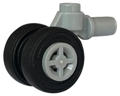 LEGO onderdeel Technic Pin with Dual Wheels Holder with Light Bluish Gray Wheels and Black Tires (61483 / 4624 / 59895) (61483c01)